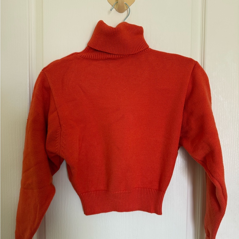 Zara Red Cowl Turtleneck Sweater Cozy Knit
